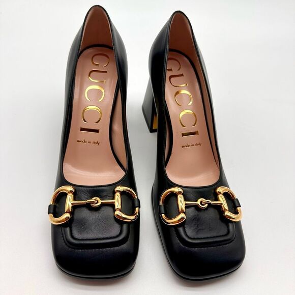 Gucci Baby Horsebit Pumps Black Leather Mid Block
Heel Square Toe EU 37 US 7 - Picture 2 of 13
